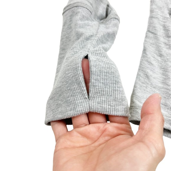 Yogalicious Long Sleeve Top Soft Sweatshirt Zip Hem Pullover Thumb Hole Gray, M - Picture 3 of 8